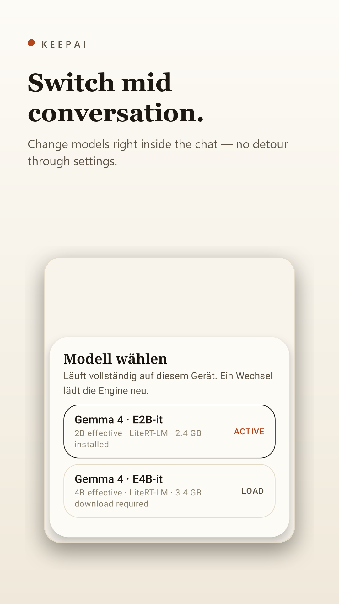 Switching models directly inside the chat