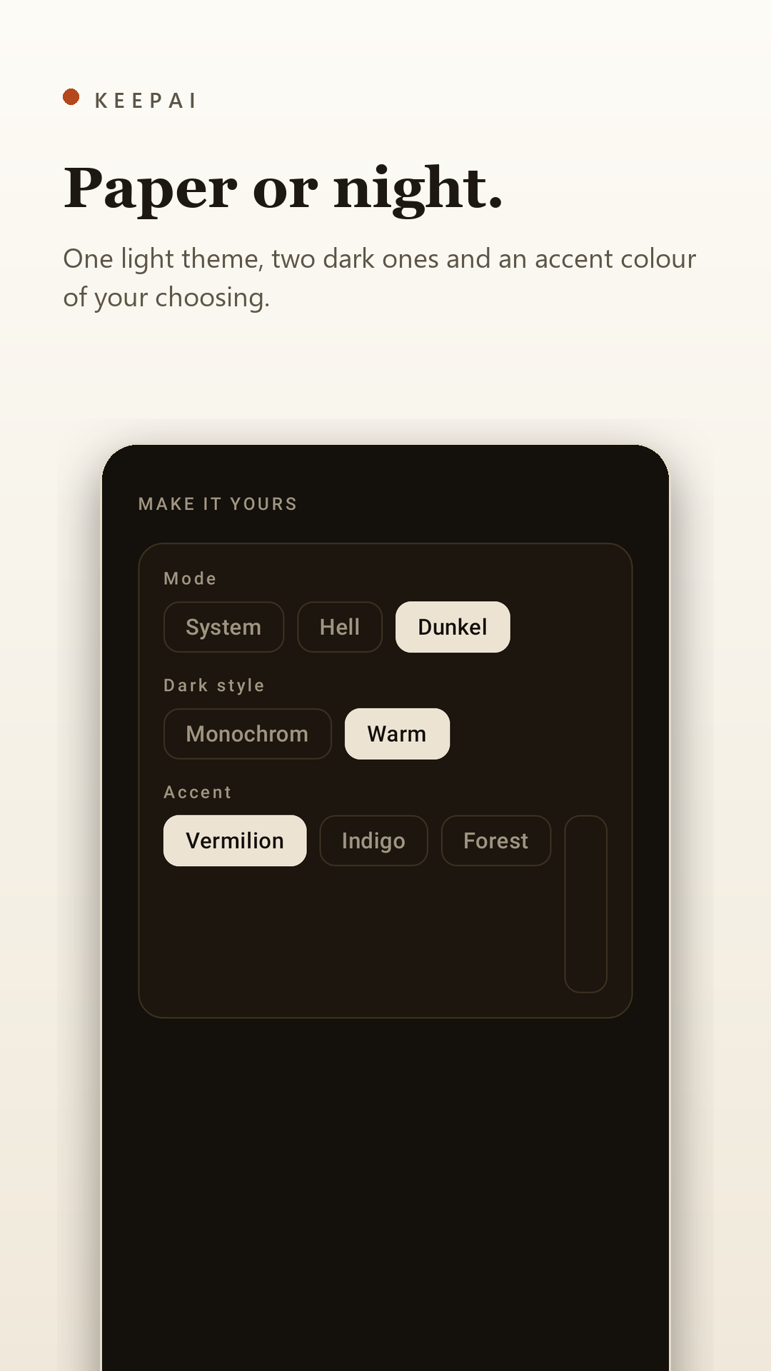 Themes and accent colours