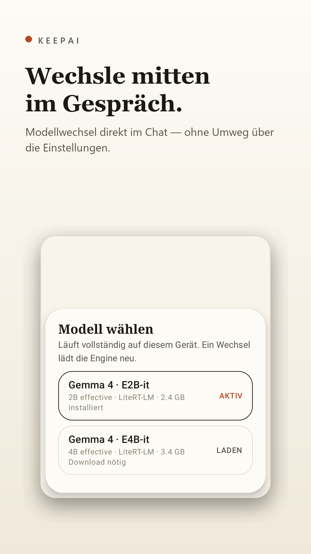 Modellwechsel direkt im Chat